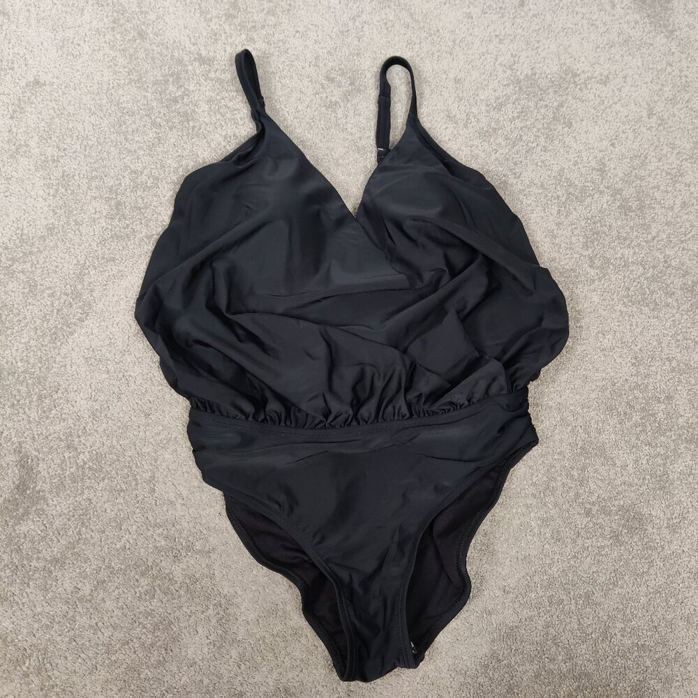 NEW Simon Chang Solutions Women's Swimsuit Size 10 Black Adjustable Straps Beach